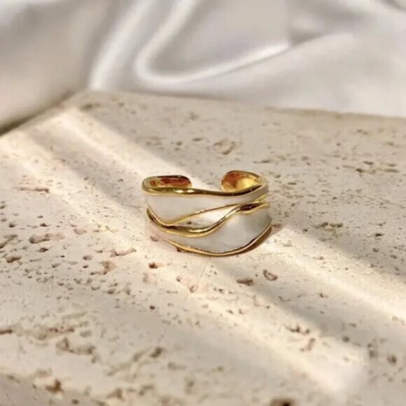 NEW 14K Gold Filled Geometric Adjustable Ring NWOT - Picture 2 of 4